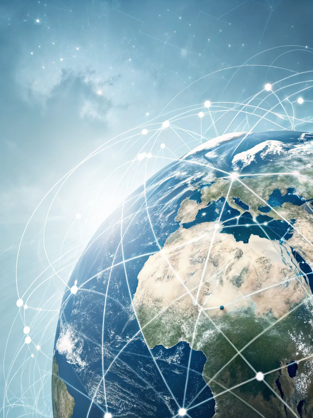 A globe icon with multiple devices connected to it, illustrating the global reach and accessibility of DesignWave's hosting services.